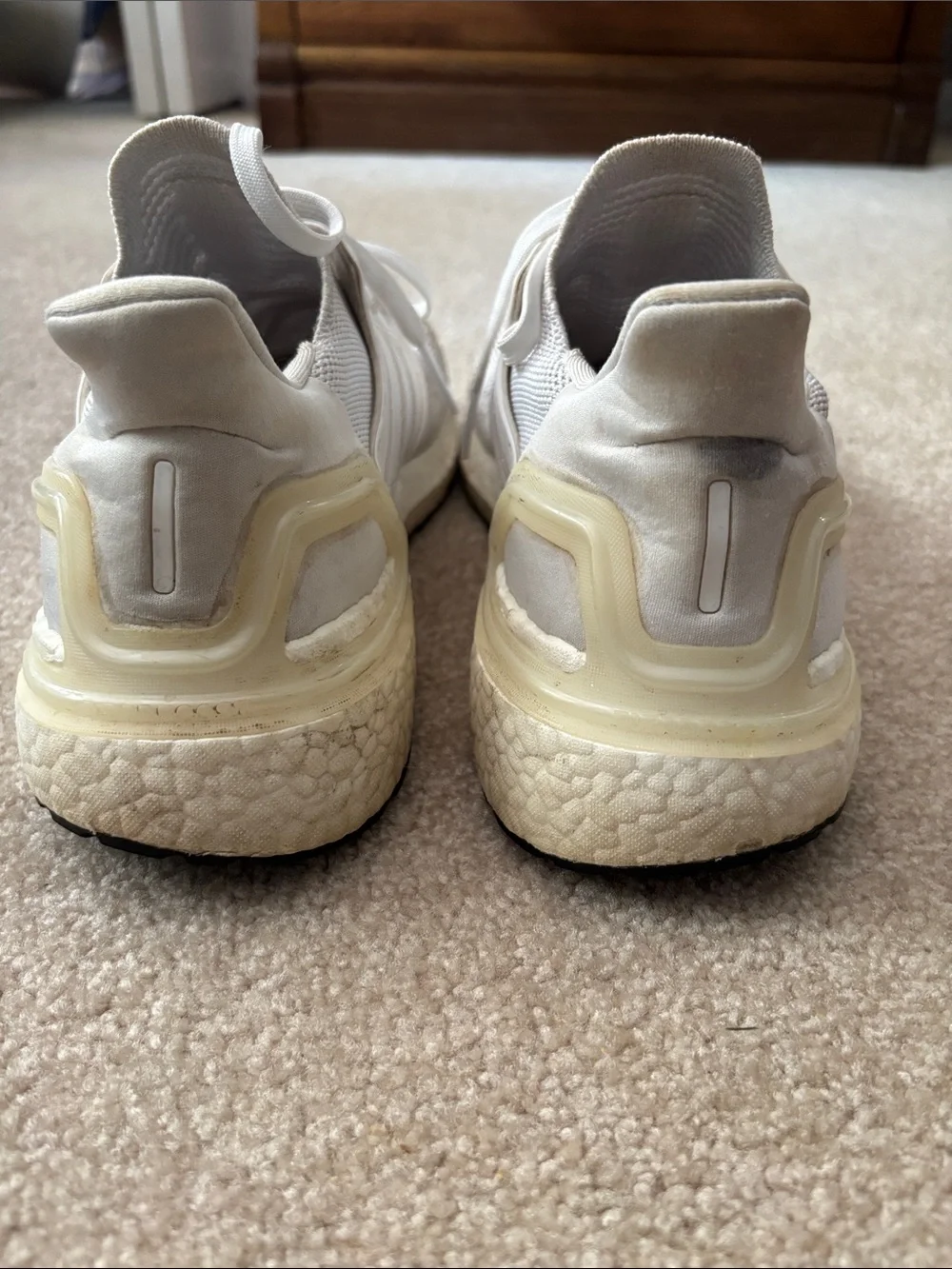 adidas Knit Running Sneakers - Cream White Mens Size 10.5